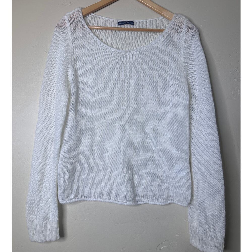Brandy Melville White Colette Boat Neck Pullover Knit Sweater